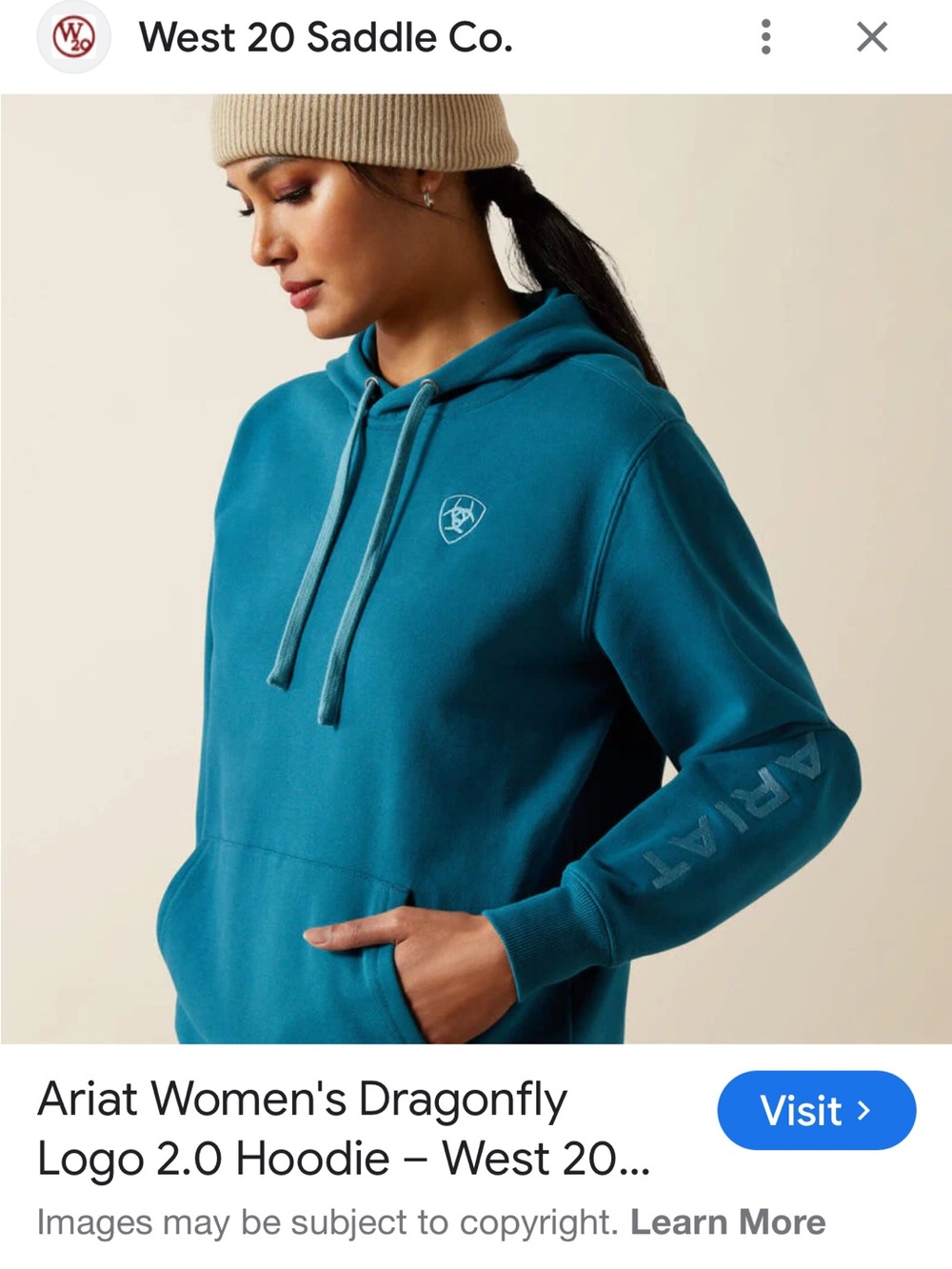 Ariat Women's blue Pullover Hoodie with Dragonfly Emblem